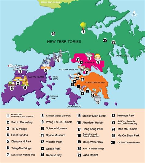 Plan Et Carte Touristique De Hong Kong Attractions Et Monuments De