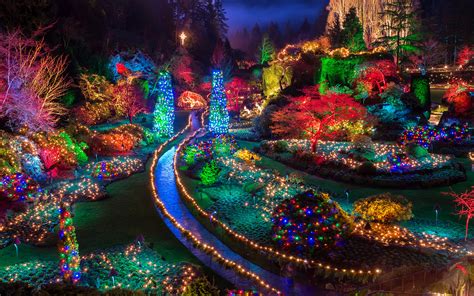 Picture Canada Christmas Butchart Gardens Nature New Year 3840x2400