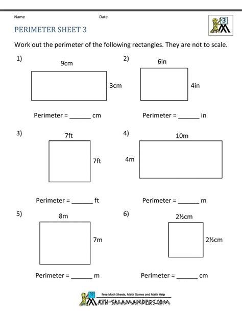 Printable Area And Perimeter Formula Sheet