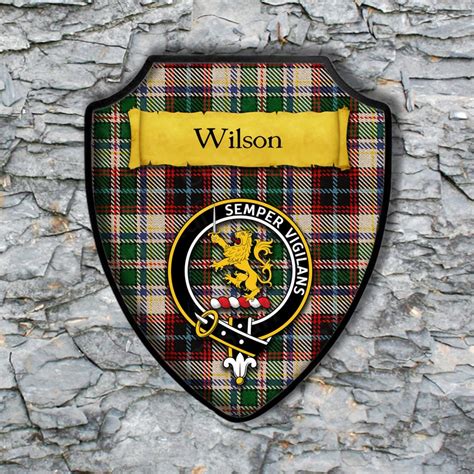Wilson Shield Plaque With Scottish Clan Coat Of Arms Badge On Etsy