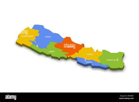 Nepal Political Map Of Administrative Divisions Provinces Colorful