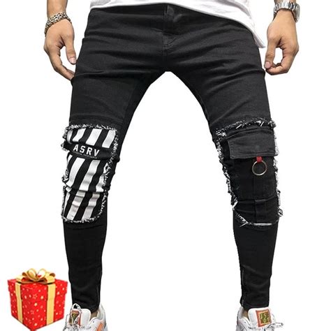 Denim Trousers Designer Destroyed Streetwear Hip Hop Pants Gagodeal Zipper Jeans Denim Jeans