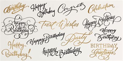 Creative Happy Birthday Fonts Calligraphy Png