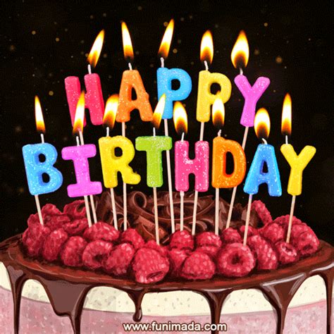 Fantastic Raspberry Birthday Cake Animated Happy Birthday Greeting Faa