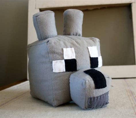 This is my minecraft dog food bowl. Large MINECRAFT Tame Dog Wolf Plush Head ~ Boy toy, decor ...