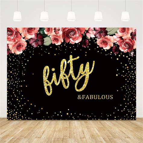 Buy 50th Birthday Backdrop For Women Fifty And Fabulous Photography