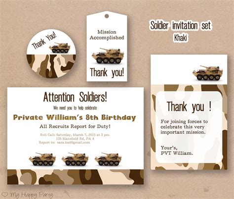 Army Birthday Invitation Printable Soldier Birthday Party Etsy