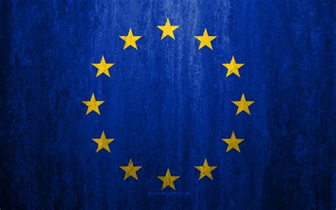 Download Wallpapers Flag Of European Union 4k Stone Background