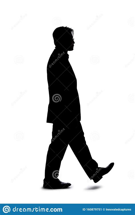 Silhouette Of Businessman Walking In Side View Stock Image Image Of