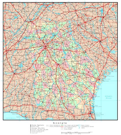 Large Detailed Roads And Highways Map Of Georgia Stat