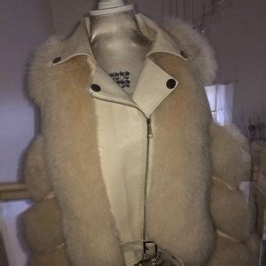 Luxury Fox Fur Jacket Genuine Sheepskin Leather Coat Etsy