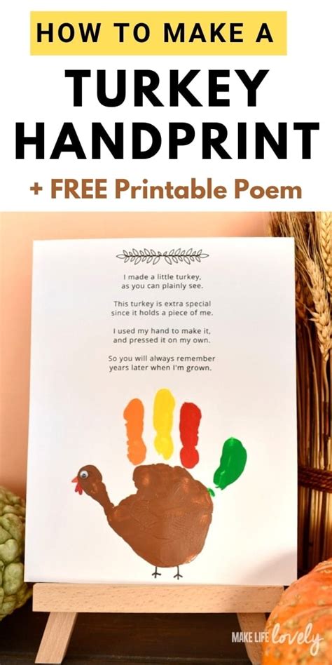 Turkey Handprint Craft Free Printable Turkey Handprint Poem Make