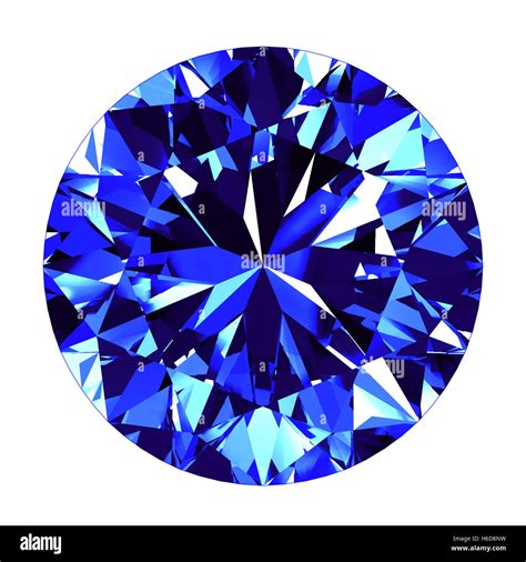 Sapphire Round Cut Over White Background 3d Illustration Stock Photo