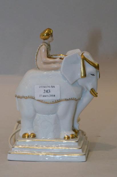 ROBJ Veilleuse en porcelaine au cornac et à l éléphant Porcelain