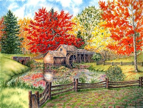 Image Result For Old Painted Country Scenes Landscape Art Original