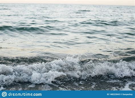 Beautiful Sea Waves Foam Close Up From Beach Blue Waves In Ocean In