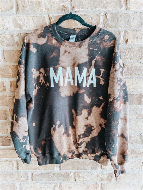 Mama Bleached Sweatshirt Mama Distressed Sweatshirt Mama Etsy Cute