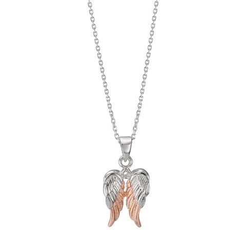 Rhomberg Schmuck Halskette Mit Anhänger Silber Rosé Bicolor Flügel 38