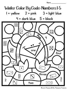 Coloring pages for toddlers, preschool and kindergarten. Winter Color By Code Kindergarten | Kindergarten ...