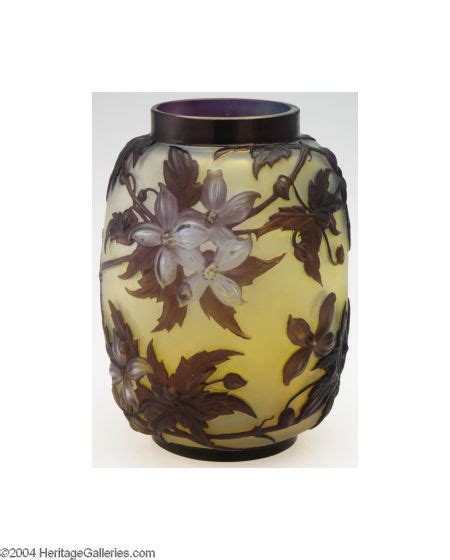 Emile Galle A Mold Blown Overlaid And Etched Glass Clematis Vase Emile Galle Emile Gallé