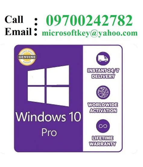 Microsoft Windows 10 Pro 3264 Bit Genuine Retail License Key For Life