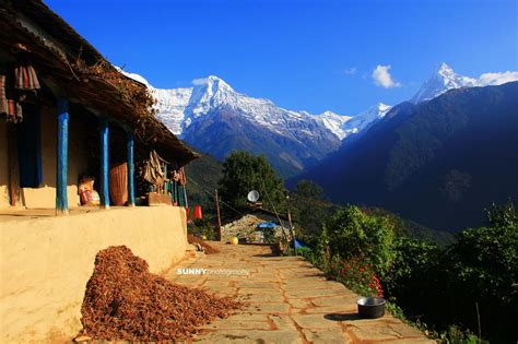 Typical Nepali Village Village Beautiful Mountains Landscape
