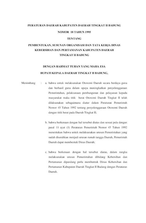 Pdf Peraturan Daerah Kabupaten Daerah Tingkat Ii Jdih Badungkab Go Id Uploads Perda