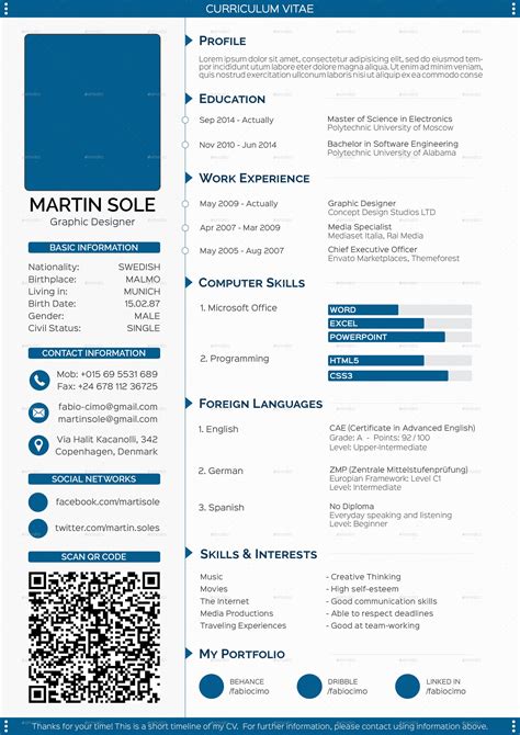 The resume also offers considerable space for your areas. Clean Multipurpose CV Template #Ad #Multipurpose, # ...
