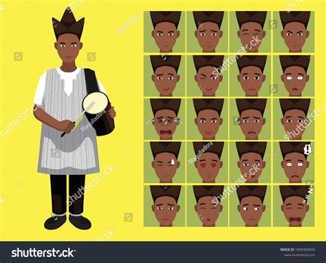 Manga Style Tribe Yoruba Cartoon Character Stock Vector Royalty Free