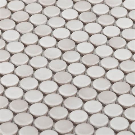 Gray Round Penny Porcelain Mosaic Porcelain Tile Floor And Decor