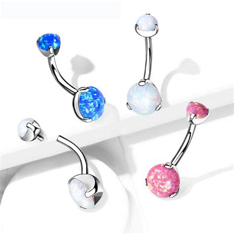 Wholesale G23 Implanted Titanium Internally Thread Opal Navel Ring Belly Button Belly Piercing