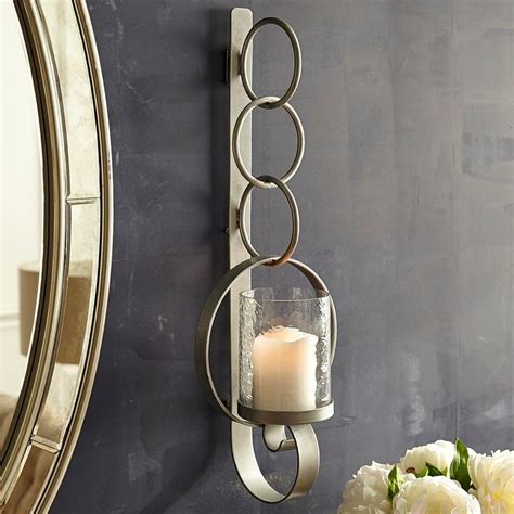 Silver Circle Pillar Candle Wall Sconce In 2020 Wall Candles Candle