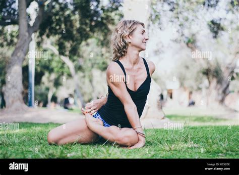 Woman Doing Yoga Exercises Hi Res Stock Photography And Images Alamy