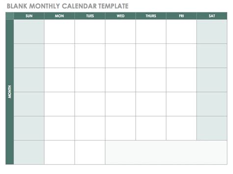Blank Monthly Calendar Template Printable Week Calendar