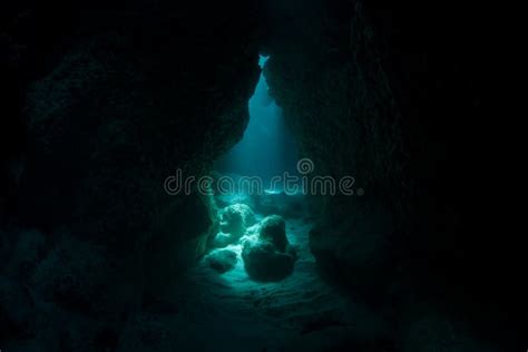 Submerged Cave In Tropical Pacific Ocean Stock Image Image Of Cave