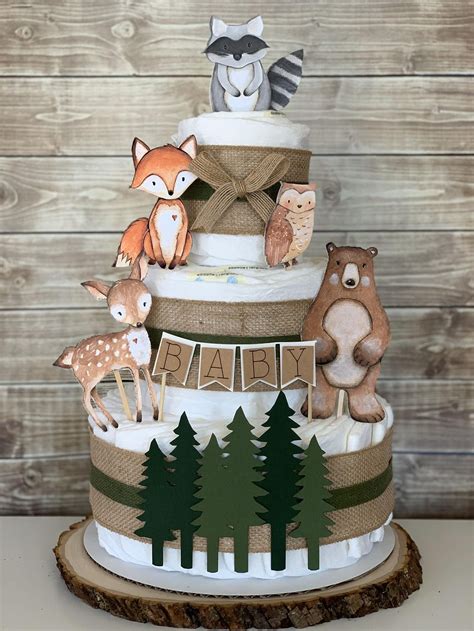 Mega Woodland Party Diaper Cake Kit Woodland Baby Shower Etsy