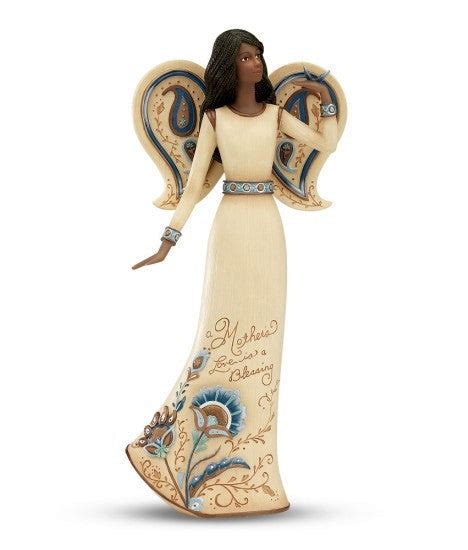 Ebony Mother Angel Figurine With Butterfly Perfect Paisley Collection