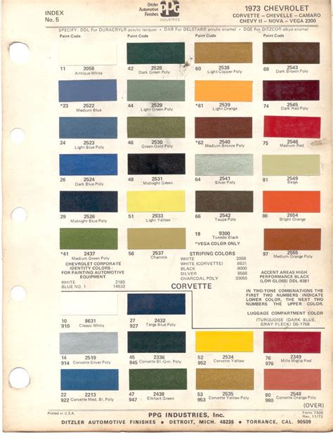 An Old Color Chart Showing The Different Colors Of Paint Chips And