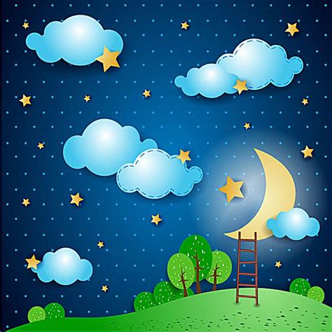 Cartoon Moon Night Sky Background In 2020 Moon And Stars