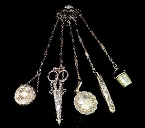 Exquisite 19th Century Victorian Solid Silver Chatelaine With Five Solid Silver Hallmarked
