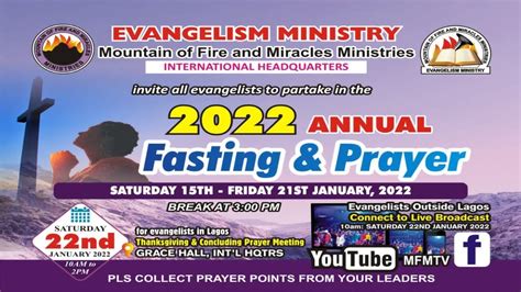 Mfm Evangelism 2022 Annual Fasting And Prayer Programme 22 01 2022 Youtube