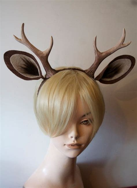 Faun 6 Antlers And Ears Headband Deer Cosplay Costume Dark Brown