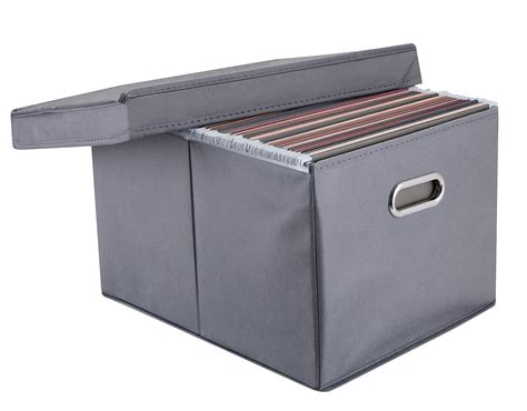 Buy Collapsible File Storage Organizer With Lid Decorative Linen Filing