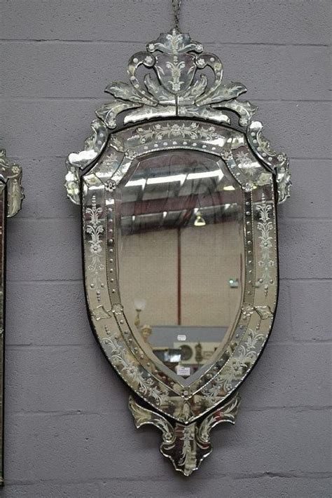 Shield Shaped Venetian Glass Mirror 140cm High Venetian Murano Glass