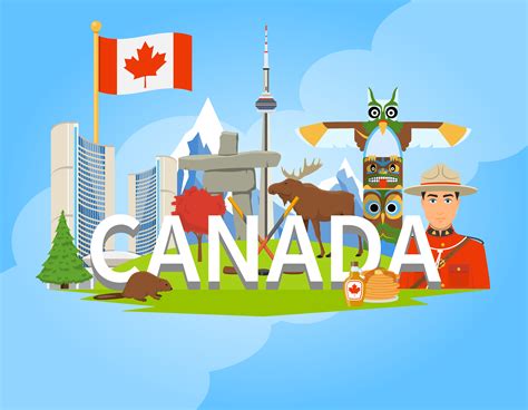 Cartoon Map Of Canada Travel Illustration With Canadi