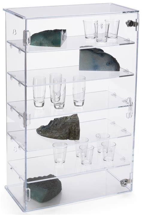 Anhui yageli acrylic display factory has been in the production of acrylic display,acrylic boxes,acrylic makeup organizer,acrylic display stand,acrylic storage since 1999. Acrylic Countertop Mini Display Case | Locking 5-Shelf Cabinet