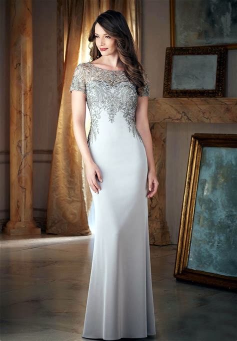 Shop from a range of lengths, colours and styles for the day, evening or any occasion from your favourite brands. Fitted Bateau Neck Long Silver Satin Embroidery Beaded ...