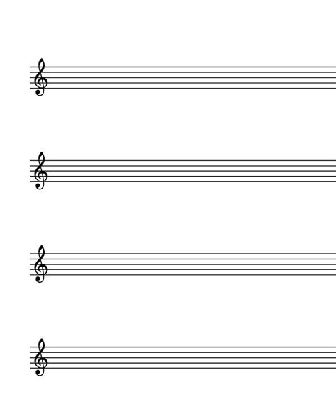 Treble Clef Printable Blank Sheet Music Music Staff Paper Lettera4