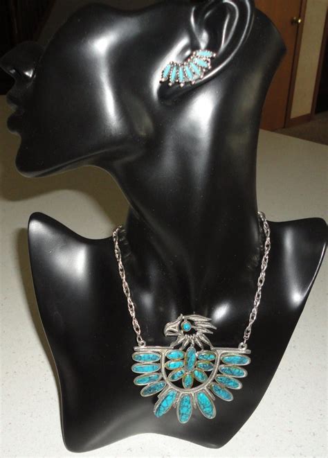 Vintage Faux Turquoise Eagle Necklace South Western Tribal