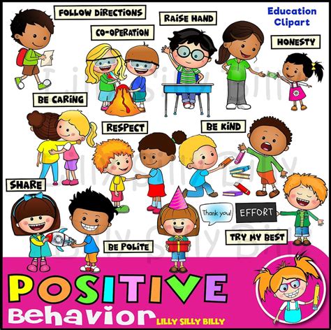 Positive Behaviour Clipart In Black White Full Color Small Commercial And Educational Use